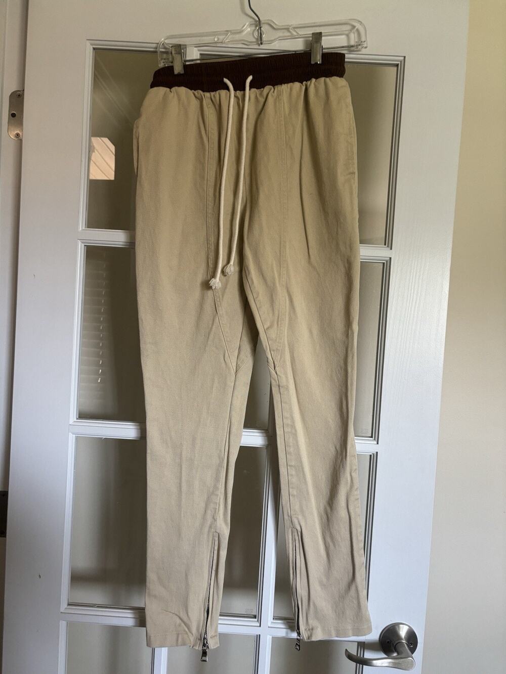 Urkool jogger pants khaki drawstring zipper bottom medium men’s